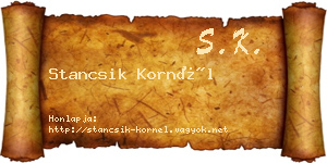 Stancsik Kornél névjegykártya